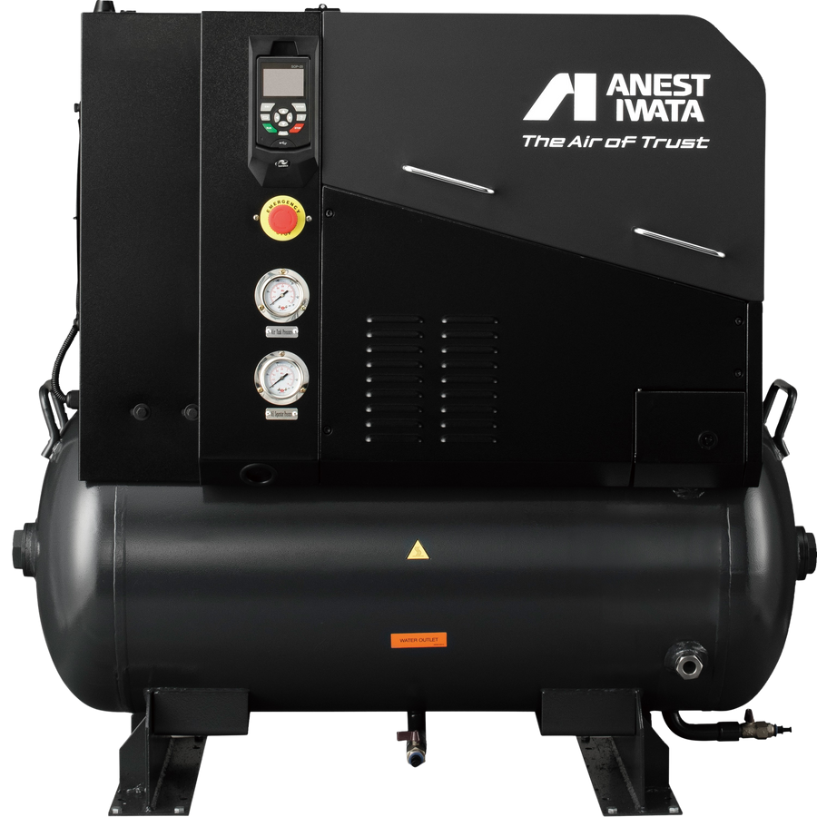 Anest Iwata LRST Series Tank Mounted Direct Drive Screw Air Compressor