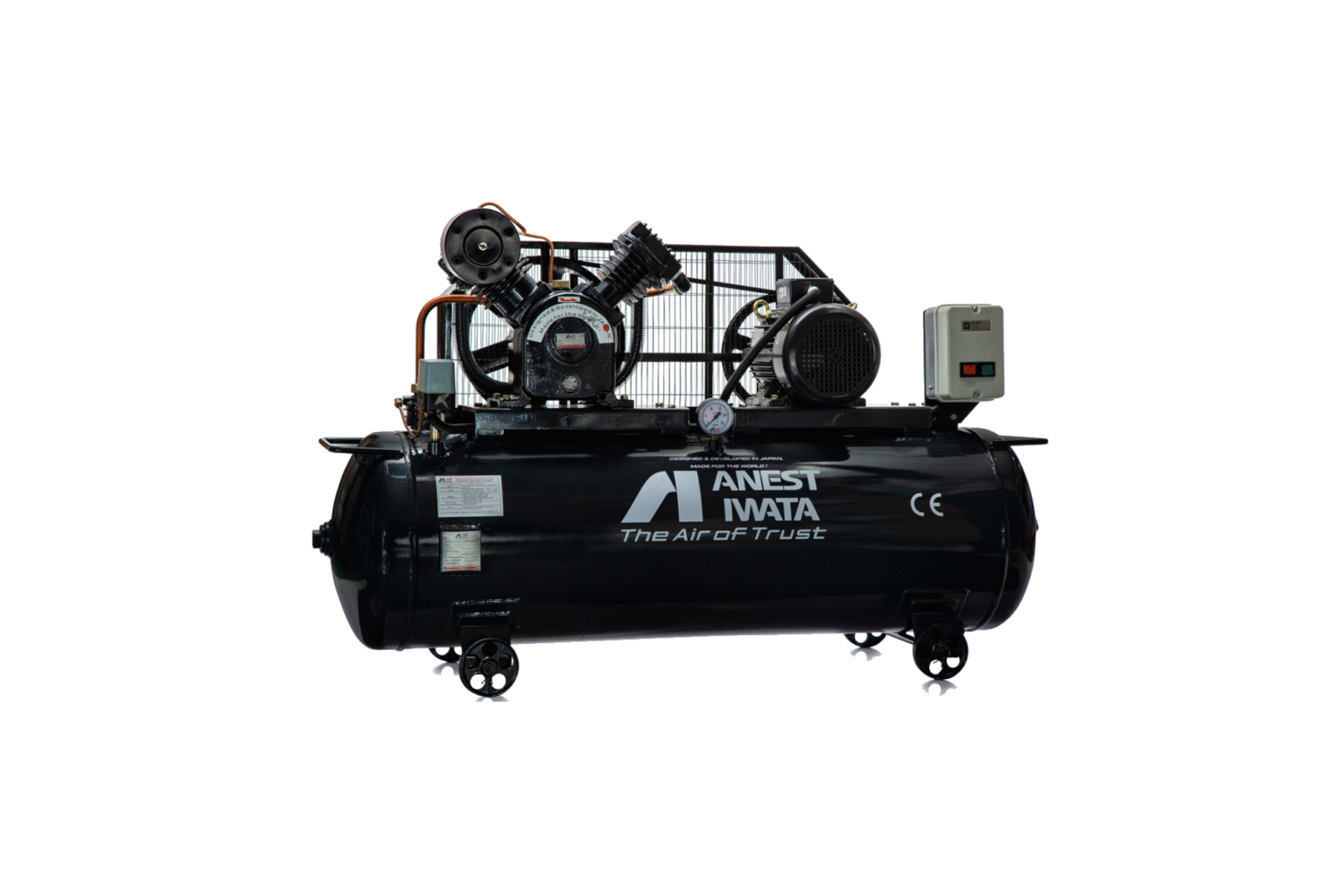 Anest Iwata Tank Mounted Air-Cooled Lubricated Air Compressor